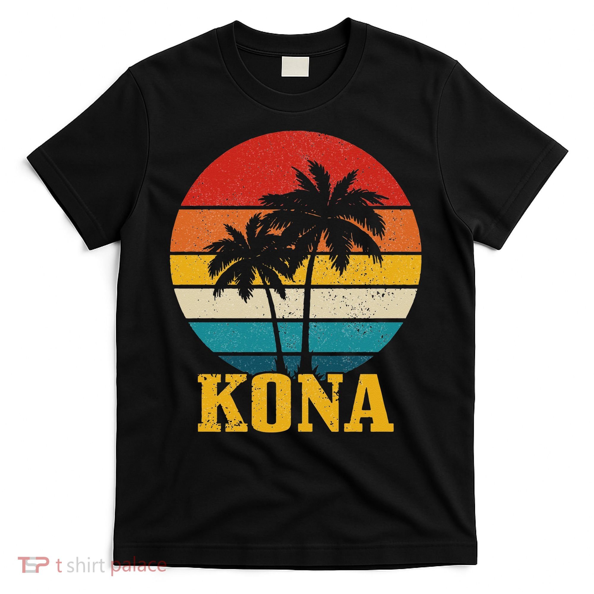 Kona Hawaii Vintage Palm Trees Surfing Surfer Hawaiian T-Shirt