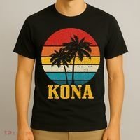 Kona Hawaii Vintage Palm Trees Surfing Surfer Hawaiian T-Shirt thumb 3
