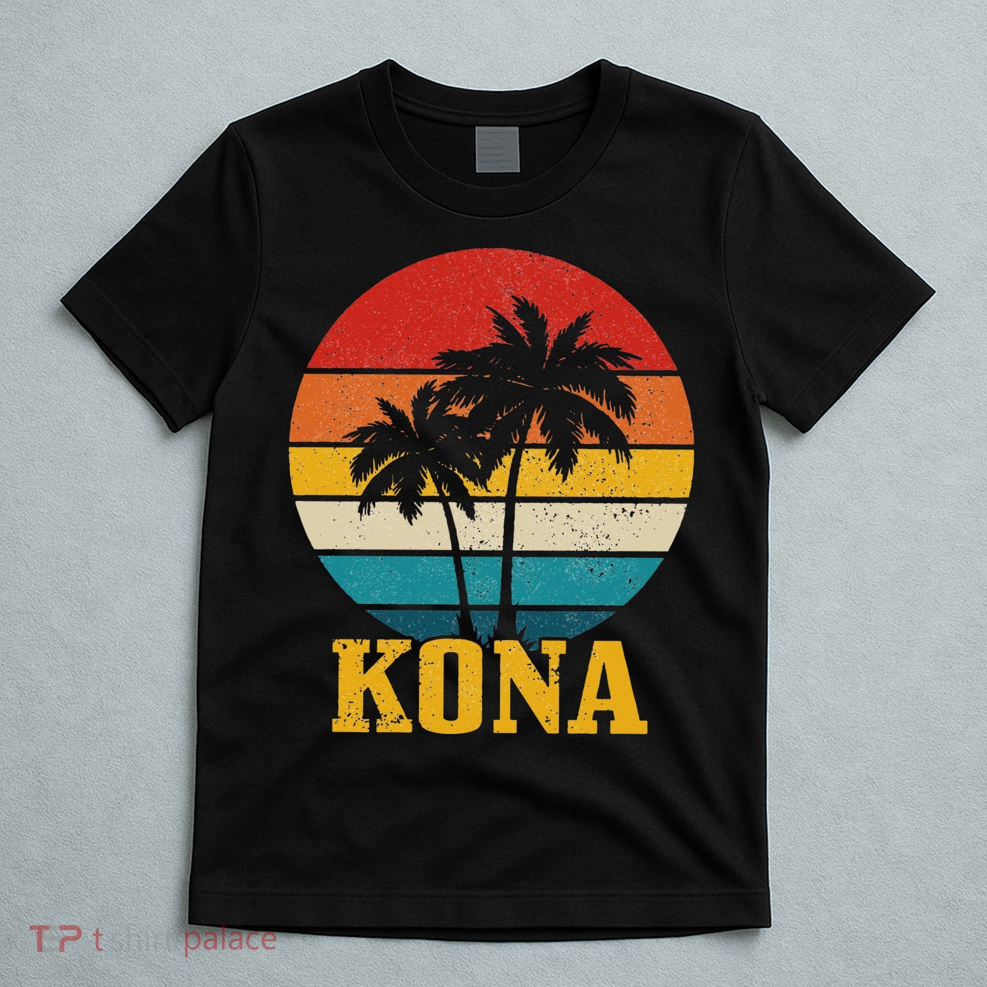 Kona Hawaii Vintage Palm Trees Surfing Surfer Hawaiian T-Shirt