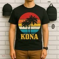 Kona Hawaii Vintage Palm Trees Surfing Surfer Hawaiian T-Shirt thumb 6