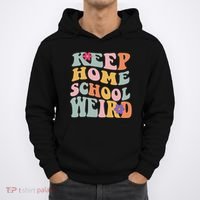 Keep Homeschool Weird Funny Homeschool Mom Retro Groovy Hoodie thumb 0