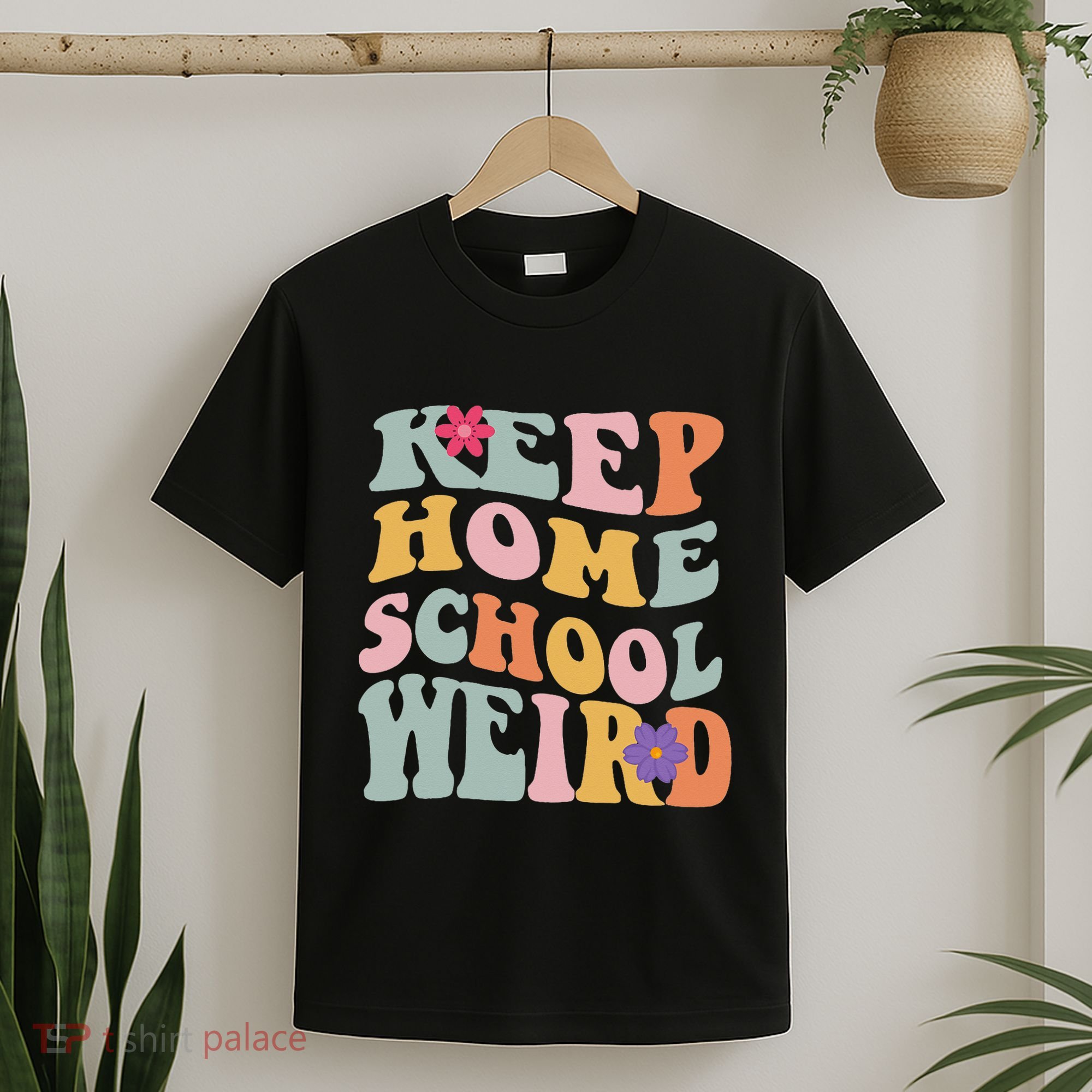 Keep Homeschool Weird Funny Homeschool Mom Retro Groovy T-Shirt