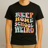 Keep Homeschool Weird Funny Homeschool Mom Retro Groovy T-Shirt thumb 3