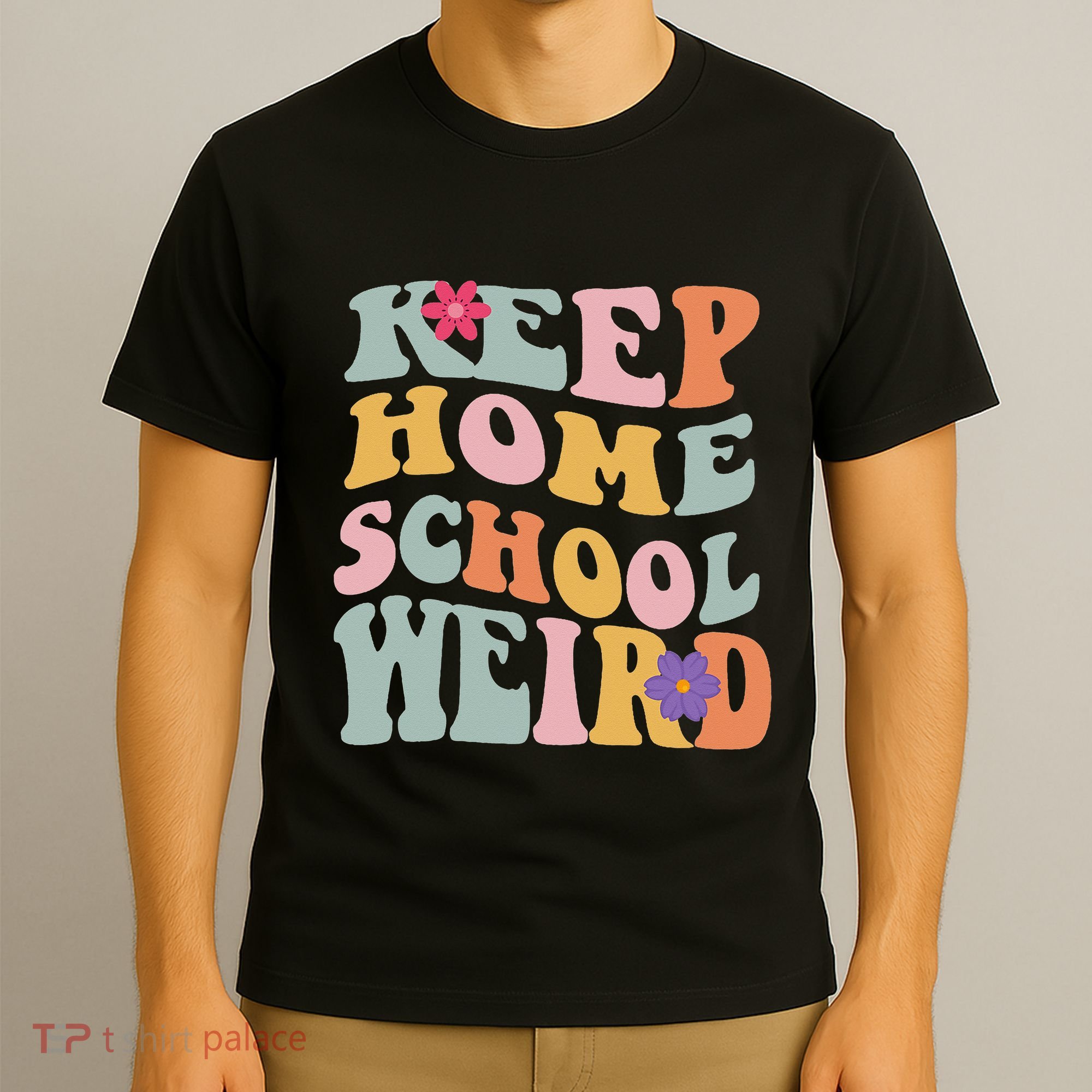 Keep Homeschool Weird Funny Homeschool Mom Retro Groovy T-Shirt