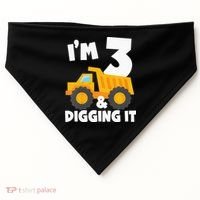 Kids Im 3 And Digging It 3rd Birthday Construction Truck USA-Made Doggie Bandana thumb 0
