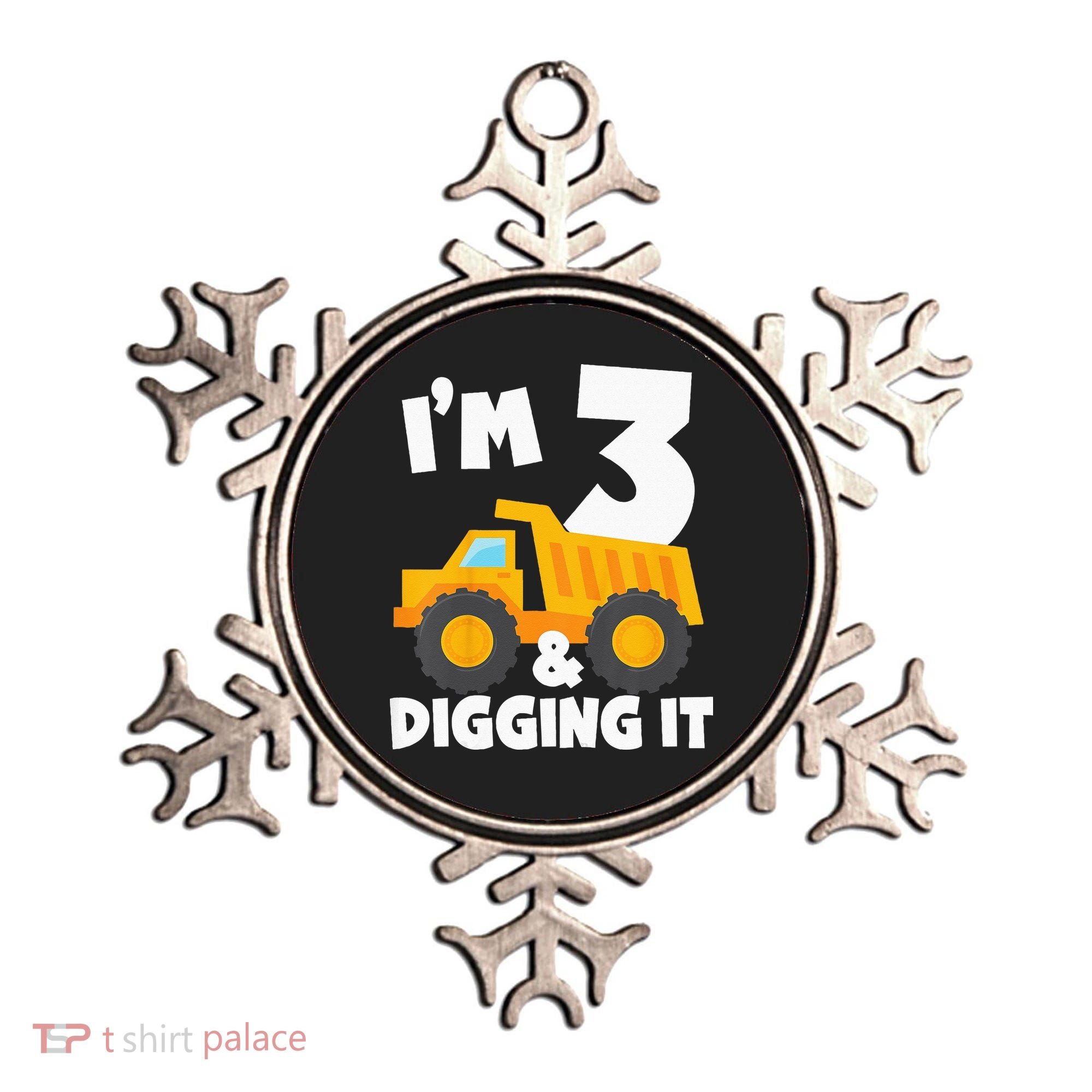 Kids Im 3 And Digging It 3rd Birthday Construction Truck Ornament