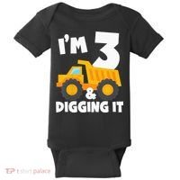 Kids Im 3 And Digging It 3rd Birthday Construction Truck Baby Bodysuit thumb 0