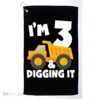 Kids Im 3 And Digging It 3rd Birthday Construction Truck Golf Towel thumb 0