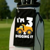 Kids Im 3 And Digging It 3rd Birthday Construction Truck Golf Towel thumb 2