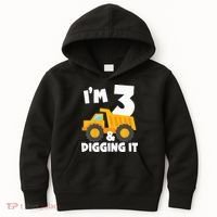 Kids Im 3 And Digging It 3rd Birthday Construction Truck Kids Hoodie thumb 0