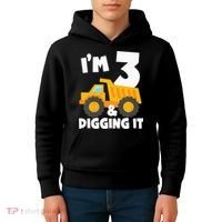 Kids Im 3 And Digging It 3rd Birthday Construction Truck Kids Hoodie thumb 4