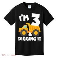 Kids Im 3 And Digging It 3rd Birthday Construction Truck Kids T-Shirt thumb 0