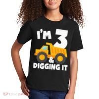 Kids Im 3 And Digging It 3rd Birthday Construction Truck Kids T-Shirt thumb 2