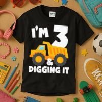 Kids Im 3 And Digging It 3rd Birthday Construction Truck Kids T-Shirt thumb 3
