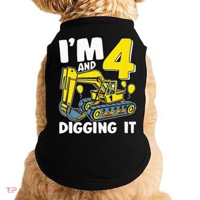 Kids Im 4 And Digging It 4 Years 4th Birthday Excavator Doggie Tank