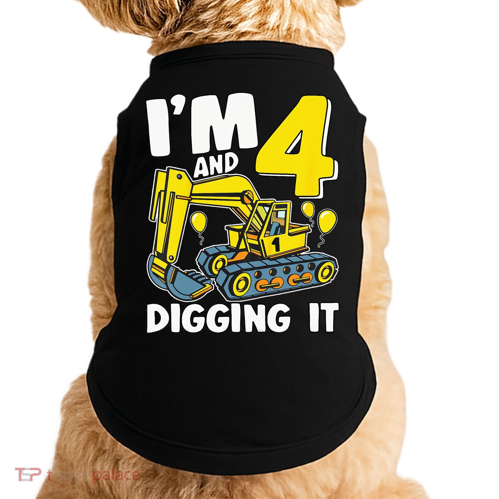 Kids Im 4 And Digging It 4 Years 4th Birthday Excavator Doggie Tank