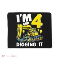 Kids Im 4 And Digging It 4 Years 4th Birthday Excavator Mousepad thumb 0