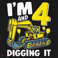 Kids Im 4 And Digging It 4 Years 4th Birthday Excavator Mousepad thumb 1