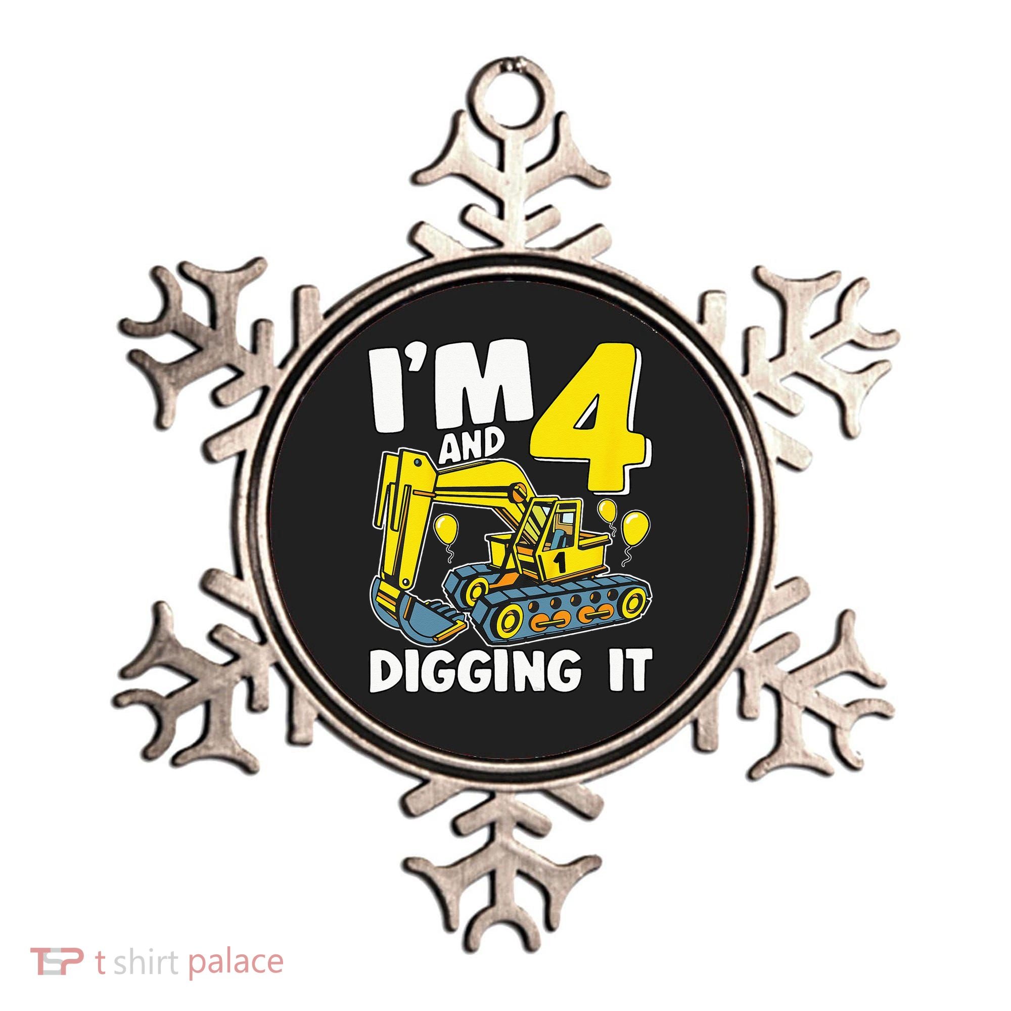 Kids Im 4 And Digging It 4 Years 4th Birthday Excavator Ornament