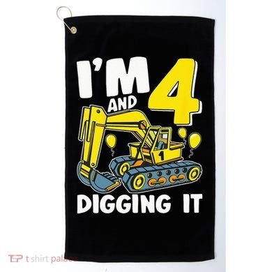 Kids Im 4 And Digging It 4 Years 4th Birthday Excavator Golf Towel