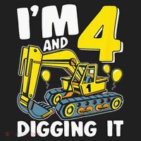 Kids Im 4 And Digging It 4 Years 4th Birthday Excavator Golf Towel thumb 3