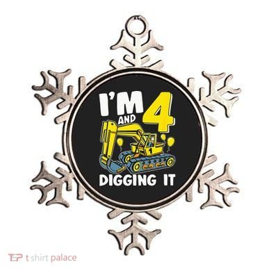 Kids Im 4 And Digging It 4 Years 4th Birthday Excavator Ornament