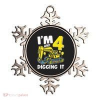 Kids Im 4 And Digging It 4 Years 4th Birthday Excavator Ornament thumb 0