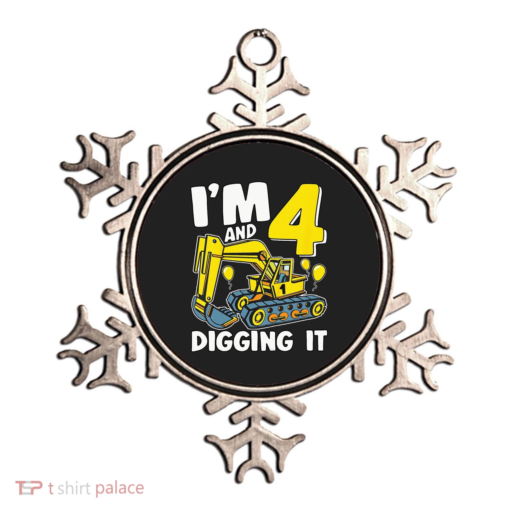 Kids Im 4 And Digging It 4 Years 4th Birthday Excavator Ornament