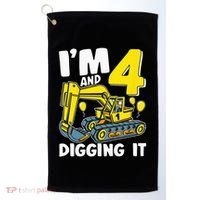 Kids Im 4 And Digging It 4 Years 4th Birthday Excavator Golf Towel thumb 0