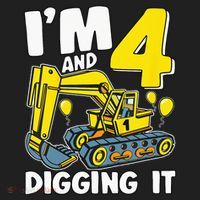 Kids Im 4 And Digging It 4 Years 4th Birthday Excavator Golf Towel thumb 3