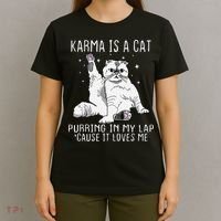 Karma is a Cat Purring in My Lap Cause It's Loves Me T-Shirt thumb 4