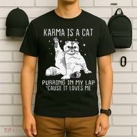 Karma is a Cat Purring in My Lap Cause It's Loves Me T-Shirt thumb 6