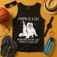 Karma is a Cat Purring in My Lap Cause It's Loves Me Tank Top thumb 4