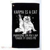 Karma is a Cat Purring in My Lap Cause It's Loves Me Golf Towel thumb 0