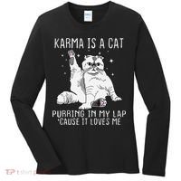 Karma is a Cat Purring in My Lap Cause It's Loves Me Women's Long Sleeve Shirt thumb 0