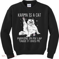 Karma is a Cat Purring in My Lap Cause It's Loves Me Kids Sweatshirt thumb 0