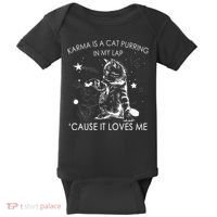 Karma Is A Cat Purring In My Lap Cause It Loves Me Cat Lover Baby Bodysuit thumb 0
