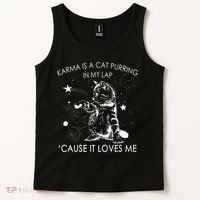 Karma Is A Cat Purring In My Lap Cause It Loves Me Cat Lover Tank Top thumb 2
