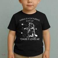 Karma Is A Cat Purring In My Lap Cause It Loves Me Cat Lover Toddler T-Shirt thumb 2