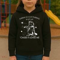 Karma Is A Cat Purring In My Lap Cause It Loves Me Cat Lover Kids Hoodie thumb 3