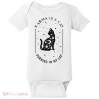 Karma Is A Cat Purring In My Lap Baby Bodysuit thumb 0