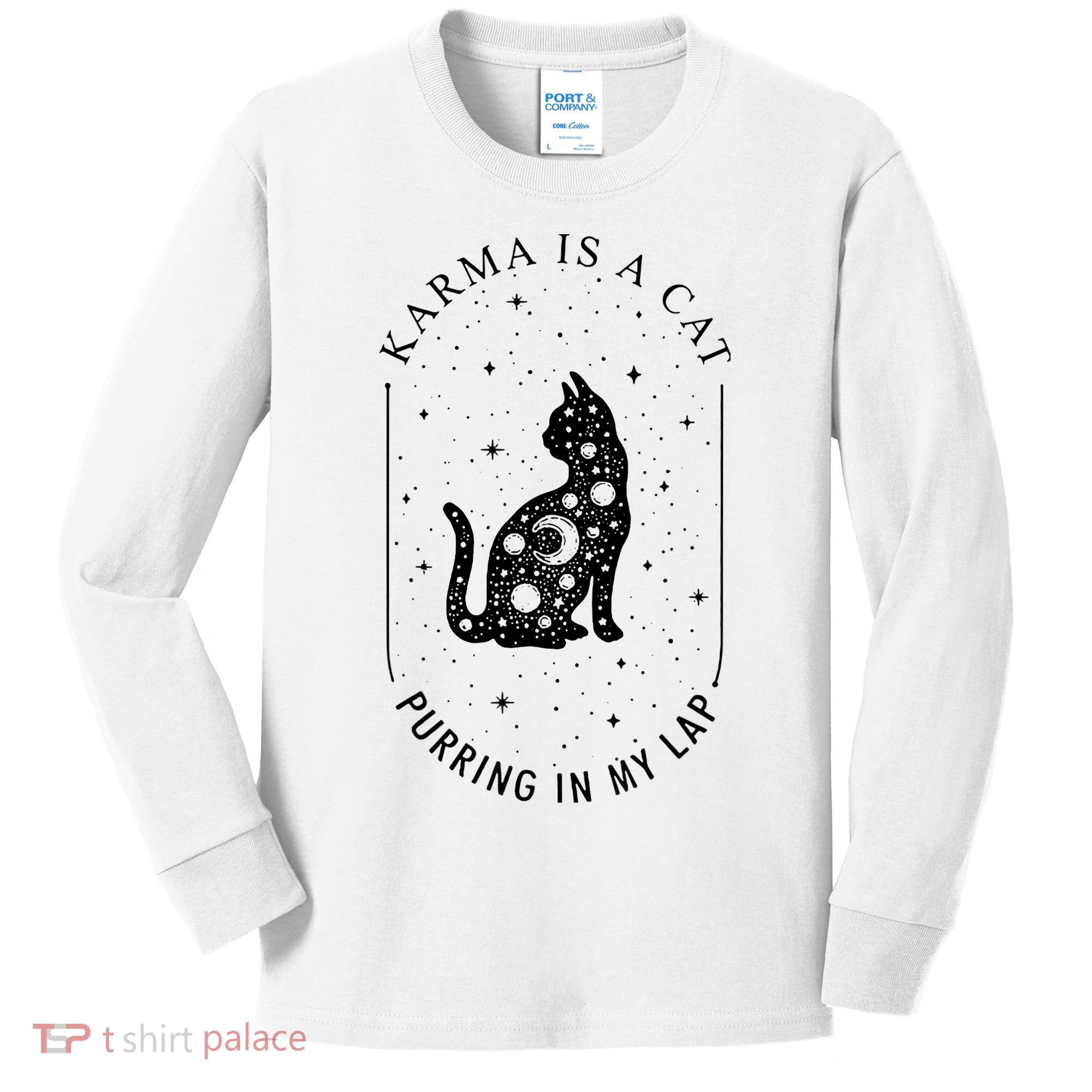 Karma Is A Cat Purring In My Lap Kids Long Sleeve Shirt