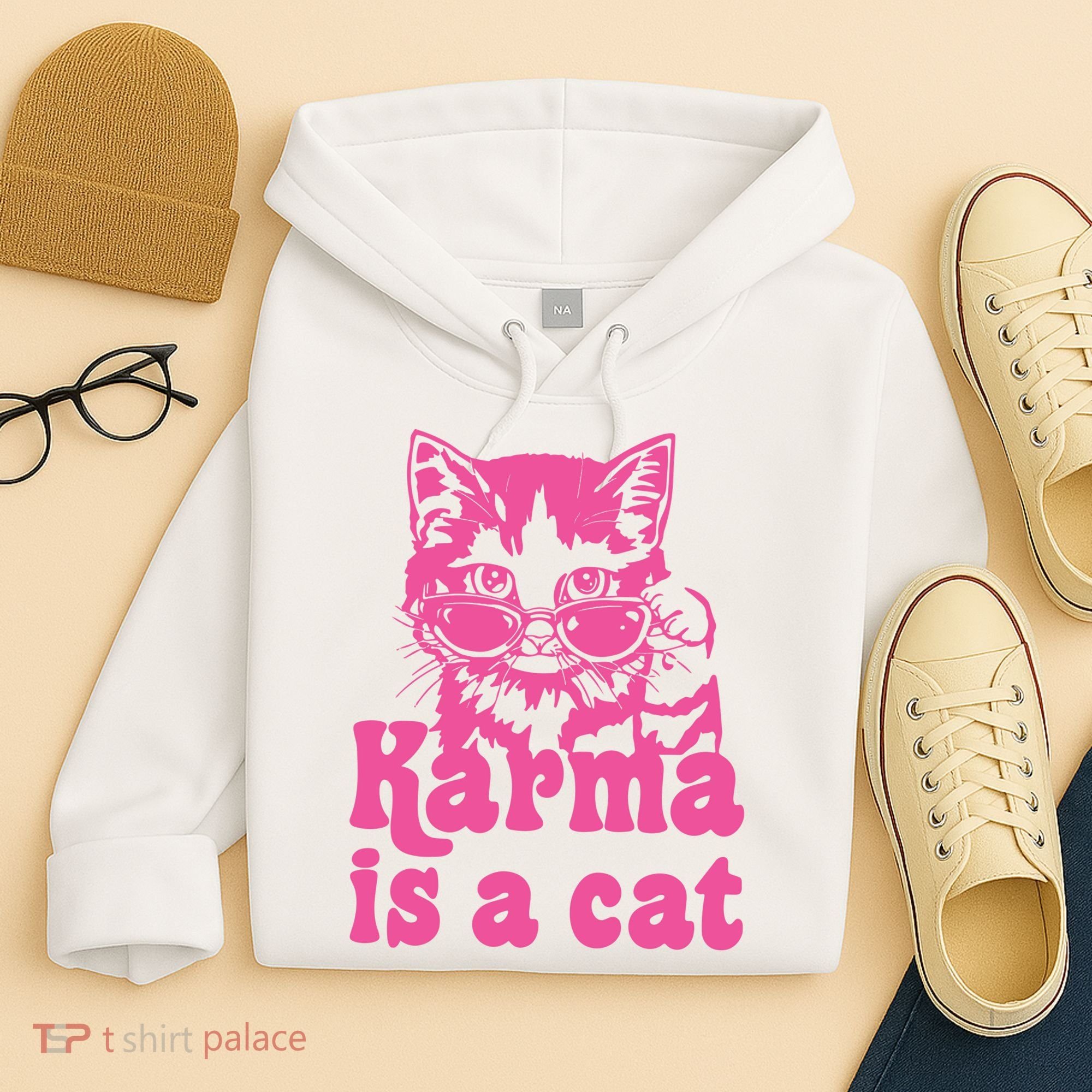 Karma Is A Cat Funny Karma Hoodie