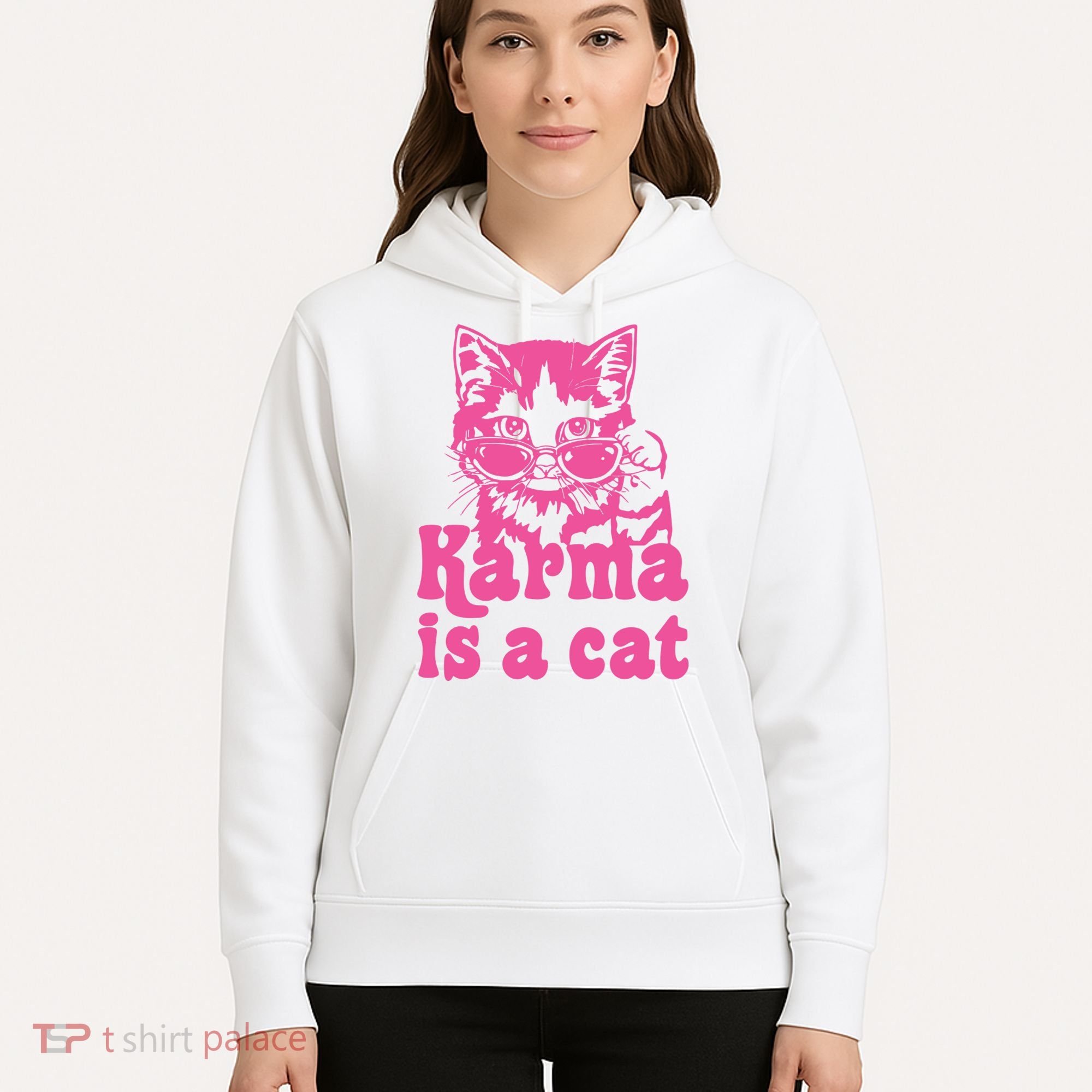 Karma Is A Cat Funny Karma Hoodie