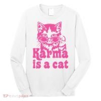 Karma Is A Cat Funny Karma Long Sleeve Shirt thumb 0