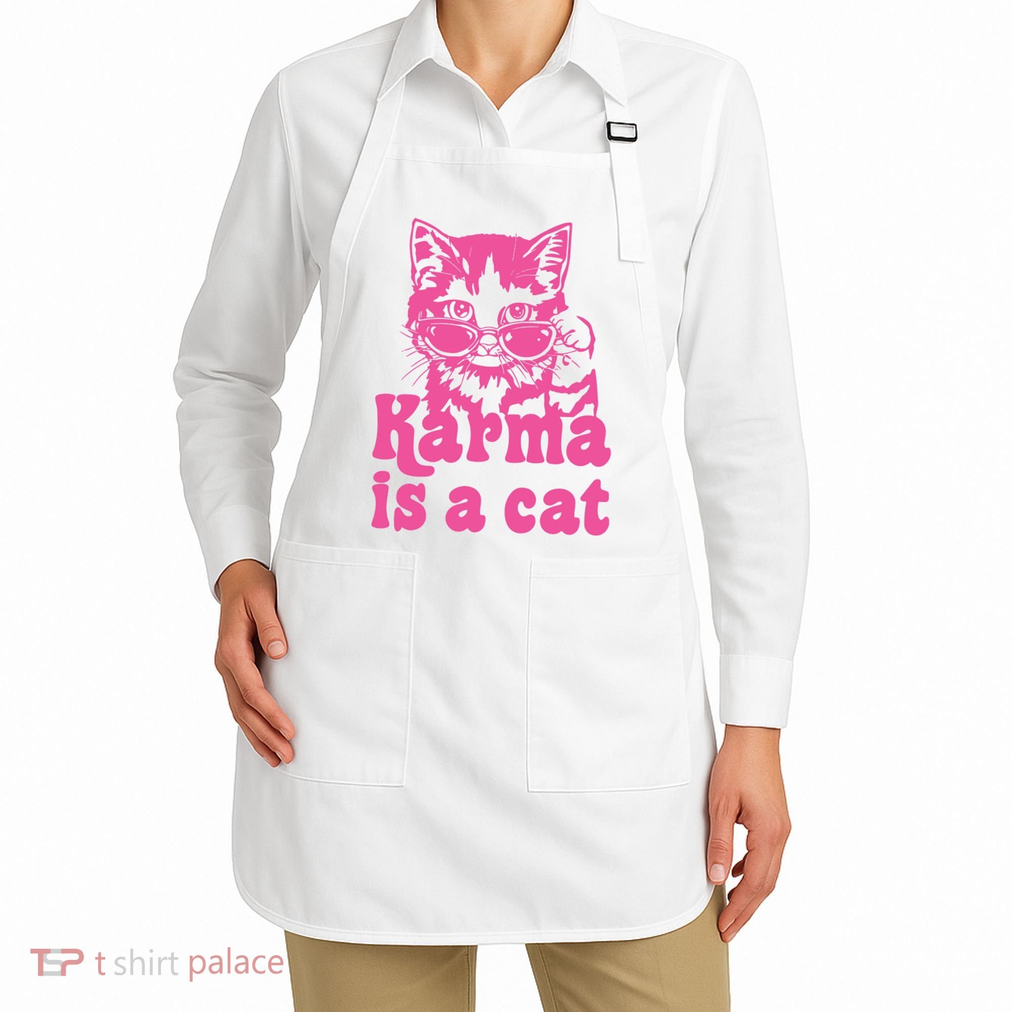 Karma Is A Cat Funny Karma Apron