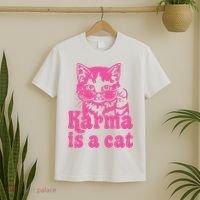 Karma Is A Cat Funny Karma T-Shirt thumb 2