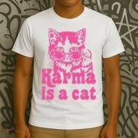 Karma Is A Cat Funny Karma T-Shirt thumb 3