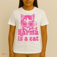 Karma Is A Cat Funny Karma T-Shirt thumb 4