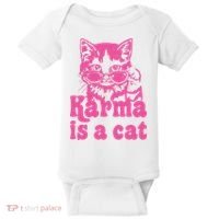 Karma Is A Cat Funny Karma Baby Bodysuit thumb 0